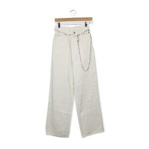 SHEIN White Waist Cut-out Silver Chain Jeans